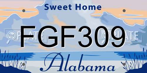 FGF309 Alabama License Plate