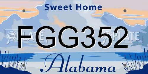 FGG352 Alabama License Plate