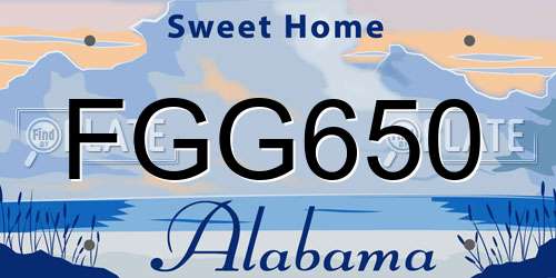 FGG650 Alabama License Plate