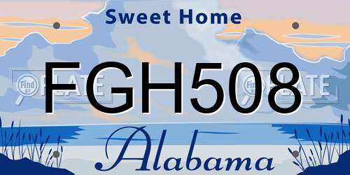 FGH508 Alabama License Plate