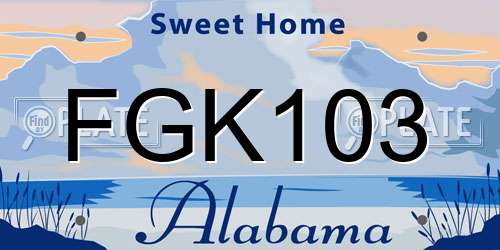 FGK103 Alabama License Plate