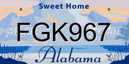FGK967 Alabama License Plate