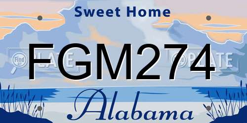 FGM274 Alabama License Plate