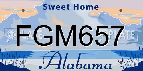 FGM657 Alabama License Plate