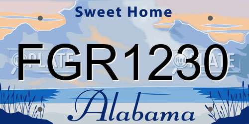 FGR1230 Alabama License Plate