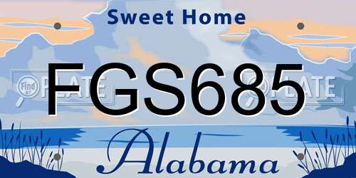 FGS685 Alabama License Plate