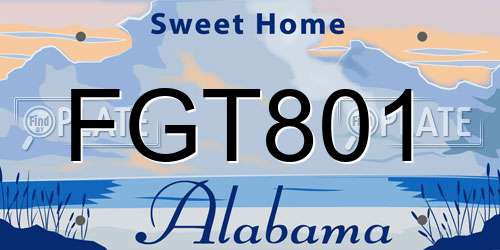 FGT801 Alabama License Plate