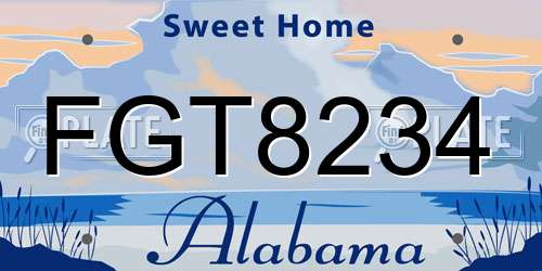 FGT8234 Alabama License Plate