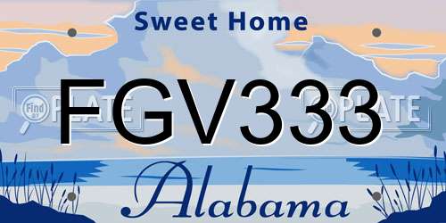 FGV333 Alabama License Plate