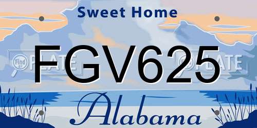 FGV625 Alabama License Plate