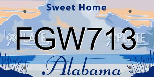 FGW713 Alabama License Plate