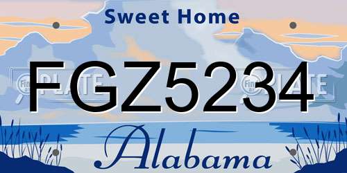 FGZ5234 Alabama License Plate
