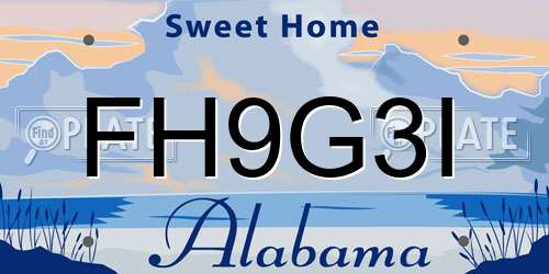 FH9G3I Alabama License Plate