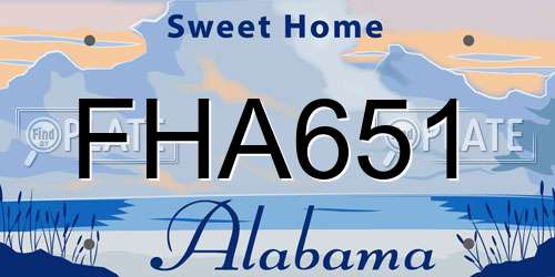 FHA651 Alabama License Plate