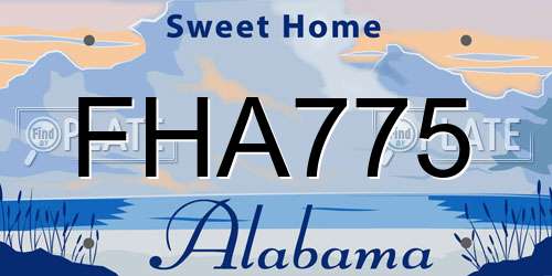 FHA775 Alabama License Plate