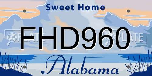FHD960 Alabama License Plate