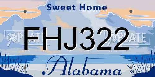 FHJ322 Alabama License Plate