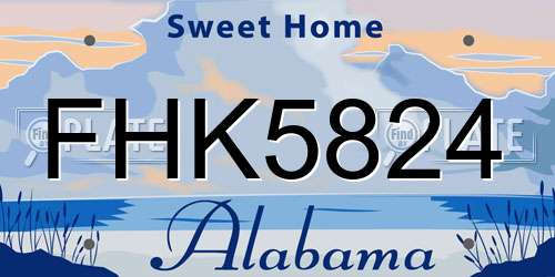 FHK5824 Alabama License Plate