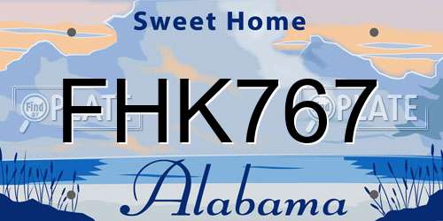FHK767 Alabama License Plate