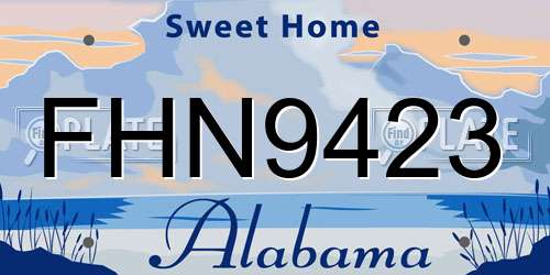 FHN9423 Alabama License Plate