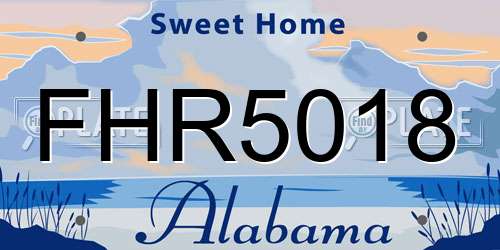 FHR5018 Alabama License Plate