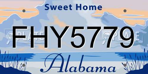 FHY5779 Alabama License Plate