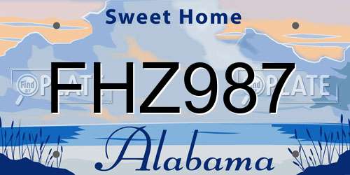 FHZ987 Alabama License Plate