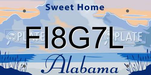 FI8G7L Alabama License Plate