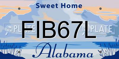 FIB67L Alabama License Plate