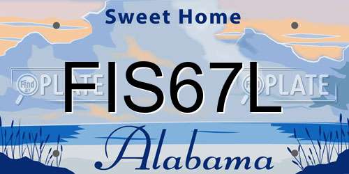 FIS67L Alabama License Plate