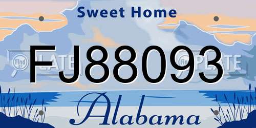 FJ88093 Alabama License Plate