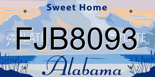 FJB8093 Alabama License Plate