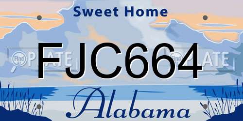 FJC664 Alabama License Plate