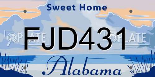 FJD431 Alabama License Plate