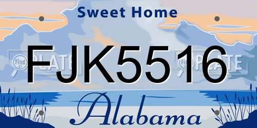 FJK5516 Alabama License Plate