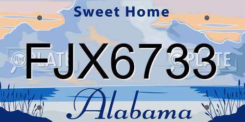 FJX6733 Alabama License Plate