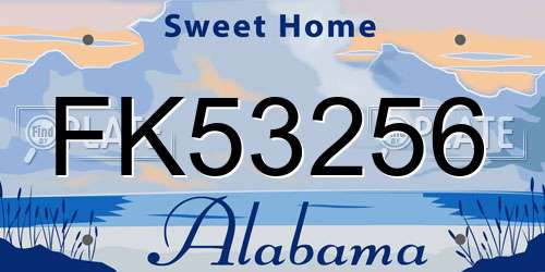 FK53256 Alabama License Plate