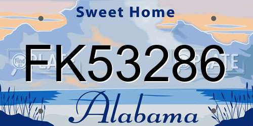 FK53286 Alabama License Plate