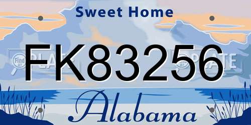 FK83256 Alabama License Plate