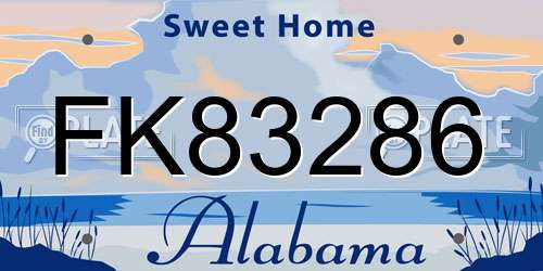 FK83286 Alabama License Plate