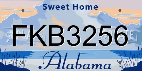 FKB3256 Alabama License Plate
