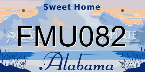 FMU082 Alabama License Plate