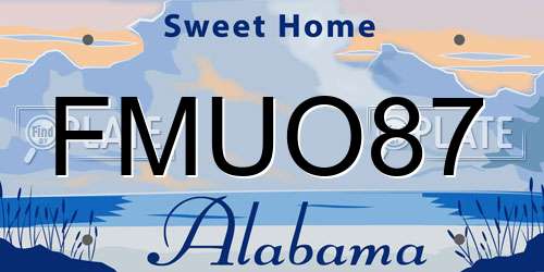 FMUO87 Alabama License Plate