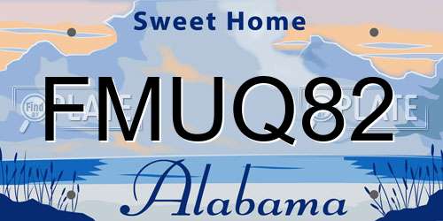 FMUQ82 Alabama License Plate