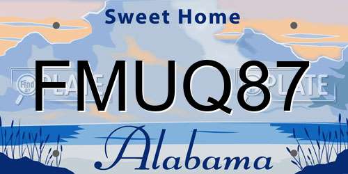 FMUQ87 Alabama License Plate