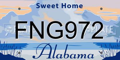 FNG972 Alabama License Plate