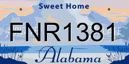 FNR1381 Alabama License Plate