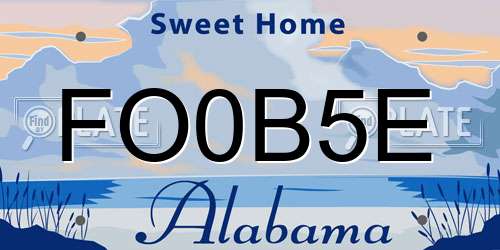 FO0B5E Alabama License Plate
