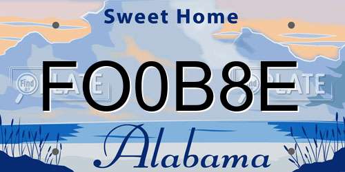 FO0B8E Alabama License Plate
