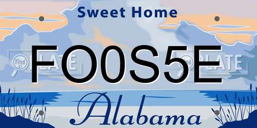 FO0S5E Alabama License Plate